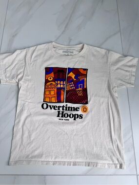 Overtime Hoops Kids White Graphic Short Sleeve Tee